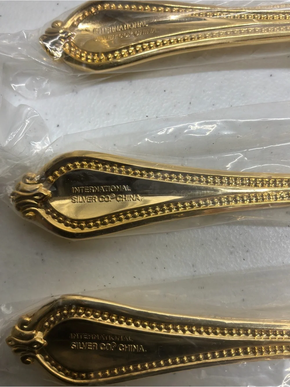 International Silver Co Yorkshire Bead Gold Electroplate Flatware 12 Salad Forks